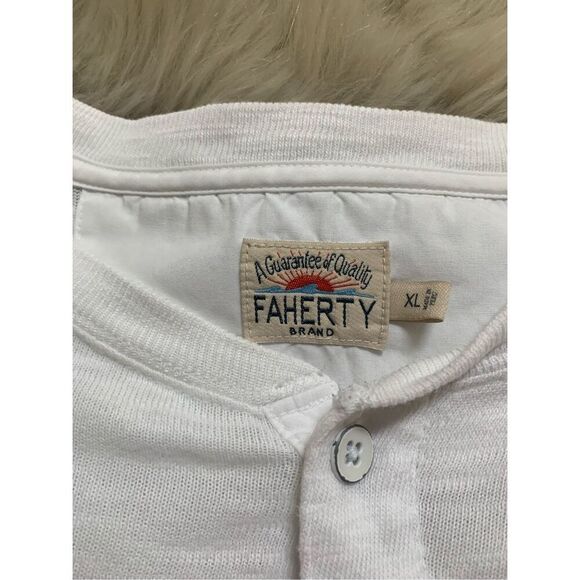 Faherty Men's White Henley Shirt 100% Cotton Long Sleeve Soft Knit XL - Picture 5 of 10
